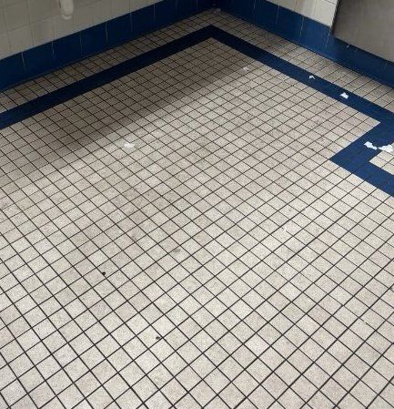 Restroom tile floor, after